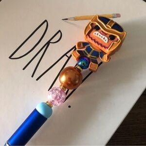Marvel Gingerbread man handmade beaded pen: Thanos